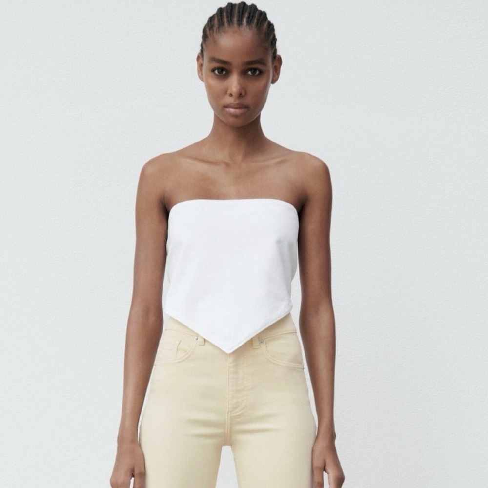 Zara white denim bandana top